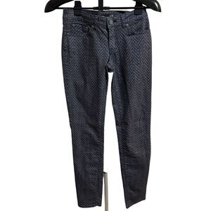 PrAna‎ Kara Jeans Gray Denim Pants Black Chevron Pattern Skinny Leg Women’s Sz 2